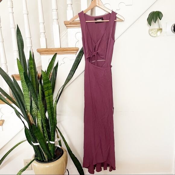 Reformation Kai Pink Purple Cutout Long Wrap Dress Size X-Small - Picture 4 of 8